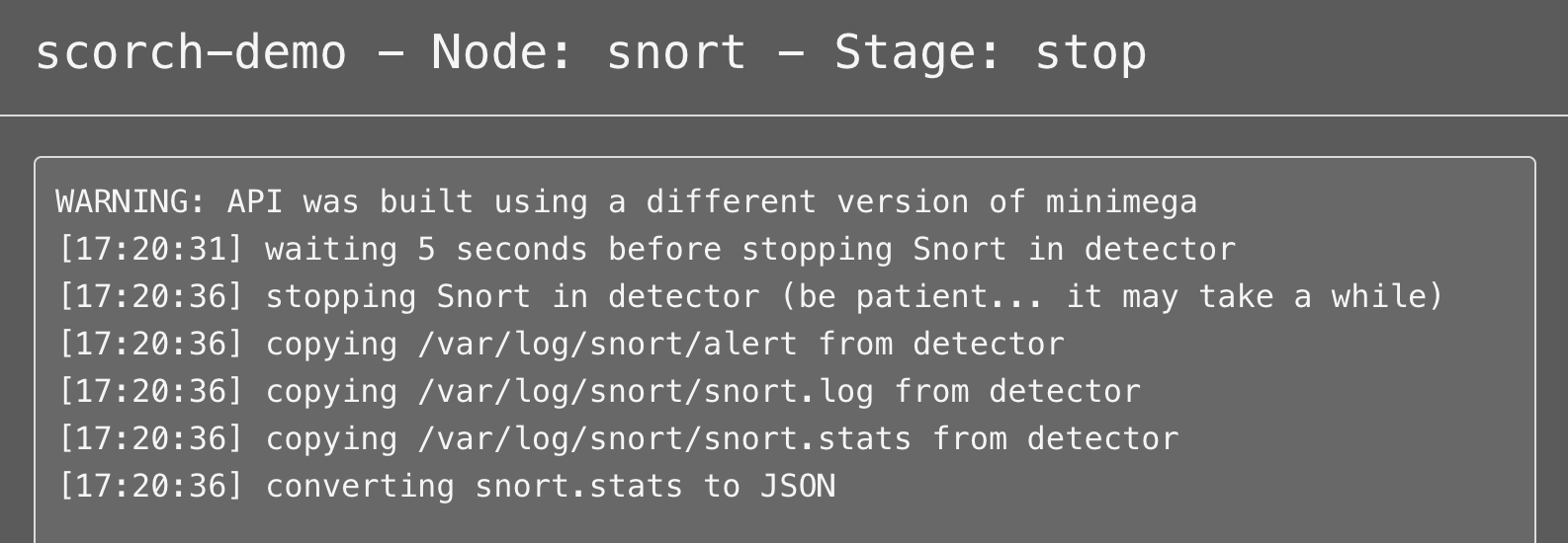 Output of Snort component